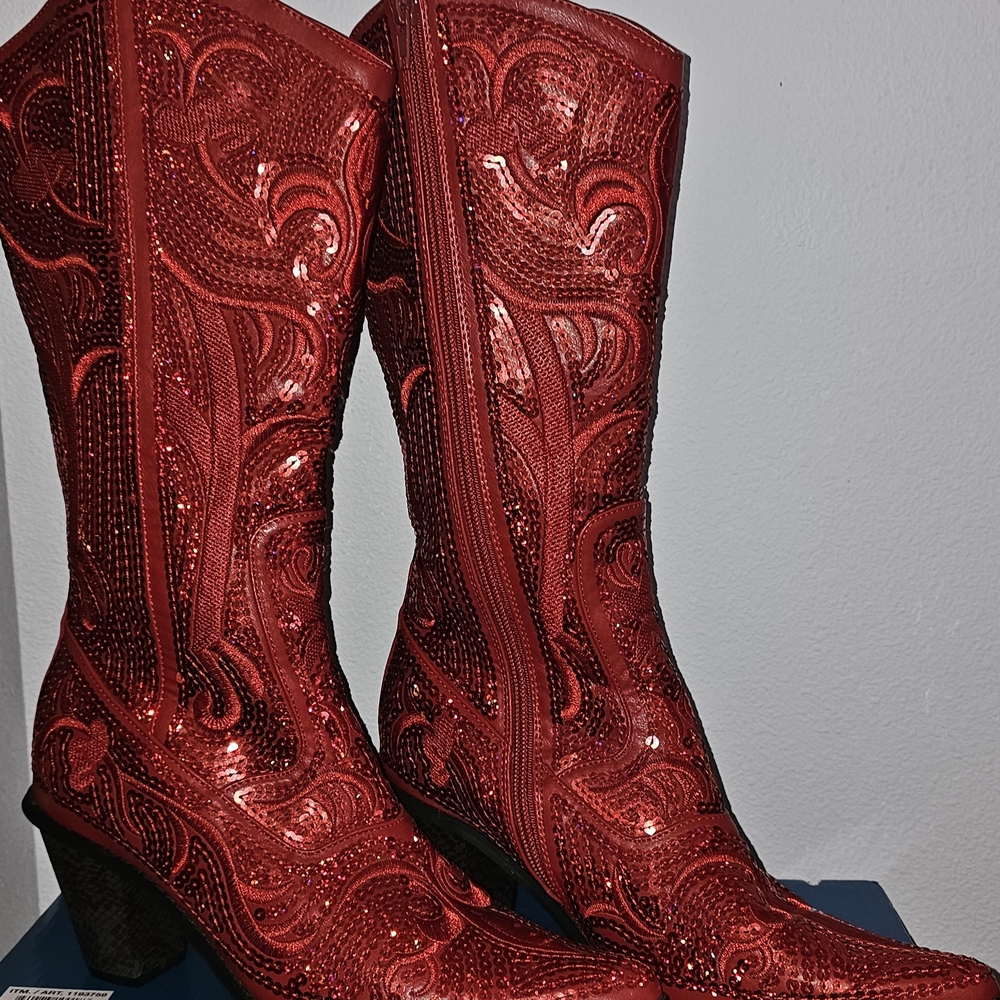 Red Sequin Western Boots